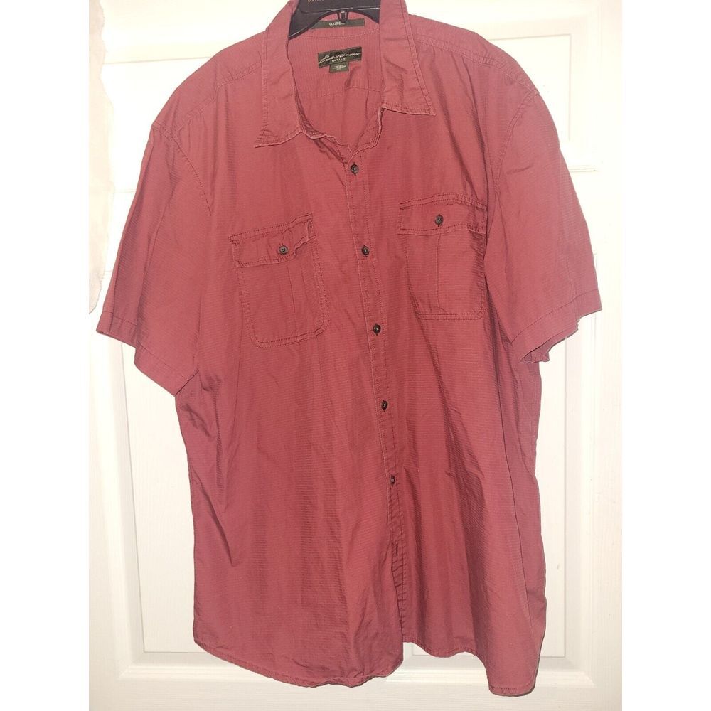 Eddie Bauer Short Sleeve Shirt XXL Classic Fit Red